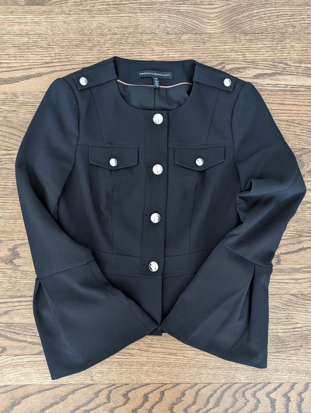 Flared Sleeve Button-Front Military-Inspired Jacket